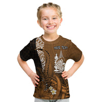 (Custom Personalised) New Caledonia T Shirt KID Nautilus Gold Polynesian Hibiscus LT13 Youth XL Size14 - Polynesian Pride