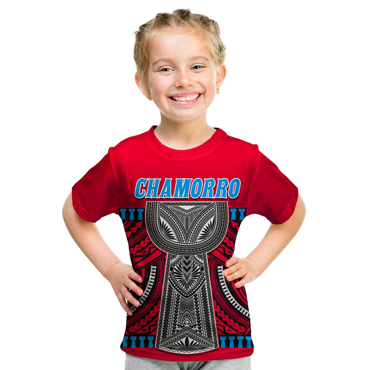 Guam Chamorro T Shirt Latte Stone Red Polynesian Haligi LT13 - Polynesian Pride