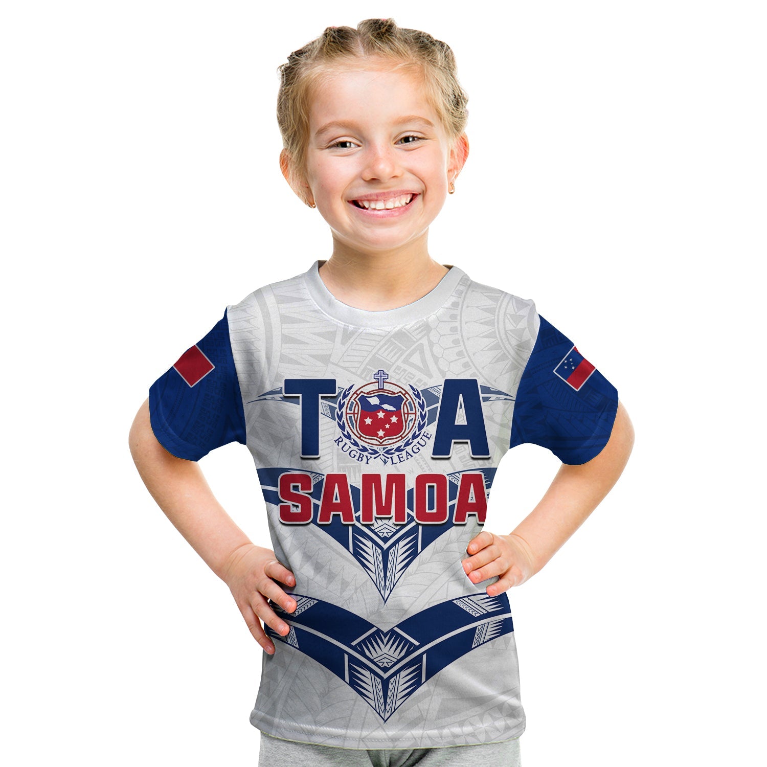 Toa Samoa Rugby T Shirt KID Siamupini Proud White LT13 - Polynesian Pride