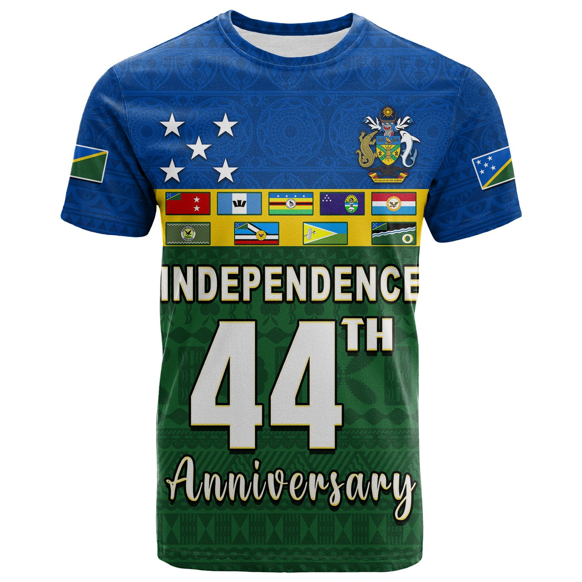 (Custom Text and Number) Solomon Islands National Day T Shirt Independence Day Tapa Pattern LT13 - Polynesian Pride