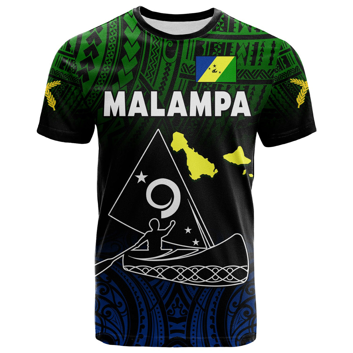 Malampa Province T Shirt Native Canoe Mix Vanuatu Pig Tusk Black Version LT14 Adult Black - Polynesian Pride