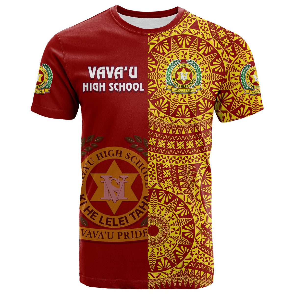 Custom Tonga Vavau High School T Shirt Tongan Ngatu Pattern LT14 - Polynesian Pride