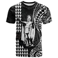 (Custom Text and Number) Hawaii Day Kakau T Shirt Proud To Be Hawaiian Black King Kamehameha and Kanaka Maoli LT13 - Polynesian Pride