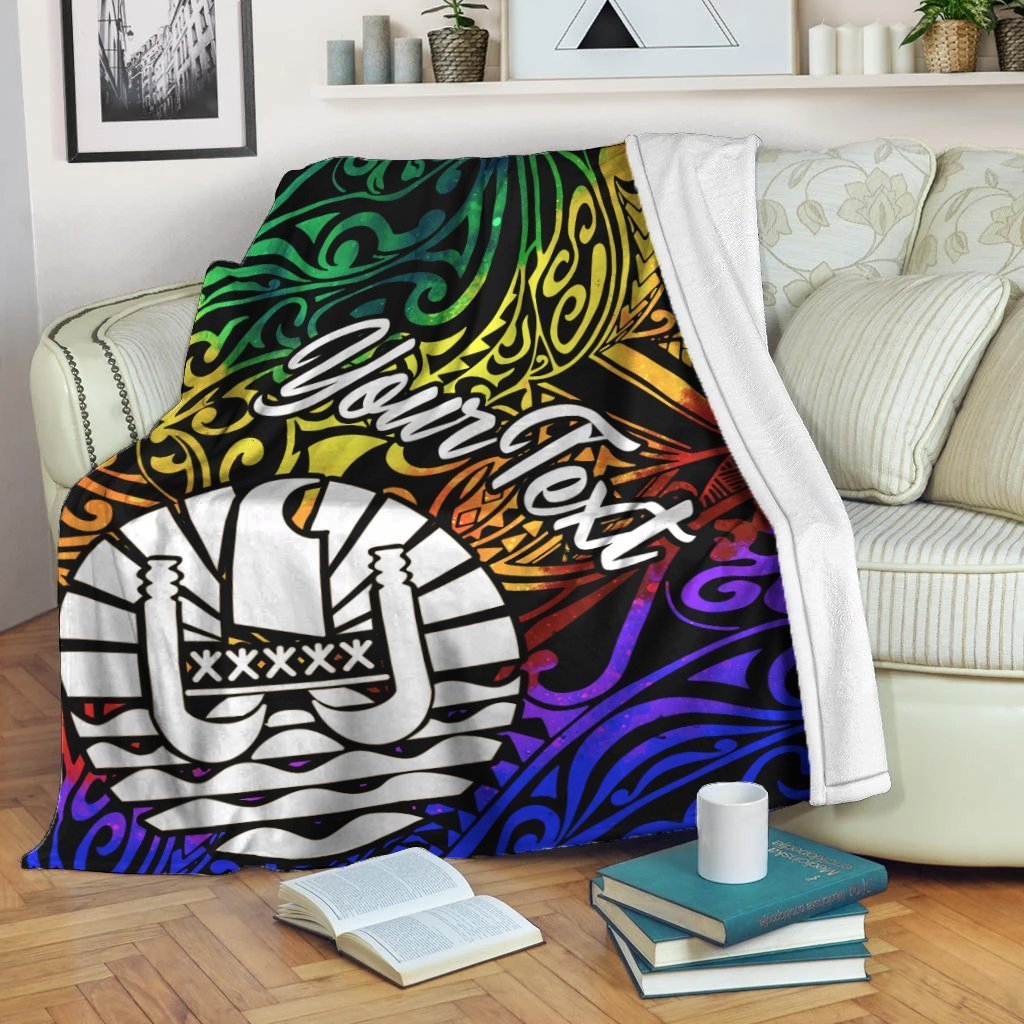 Tahiti Custom Personalised Premium Blanket - Rainbow Polynesian Pattern - Polynesian Pride