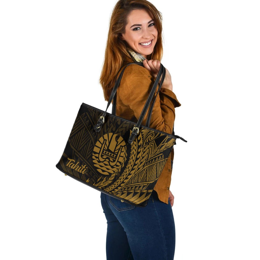 Tahiti Leather Tote - Wings Style - Polynesian Pride