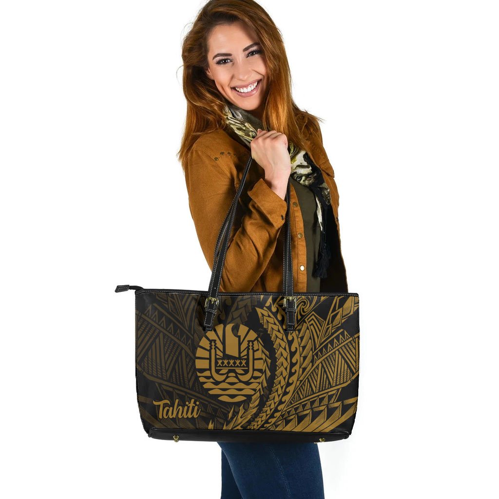 Tahiti Leather Tote - Wings Style - Polynesian Pride