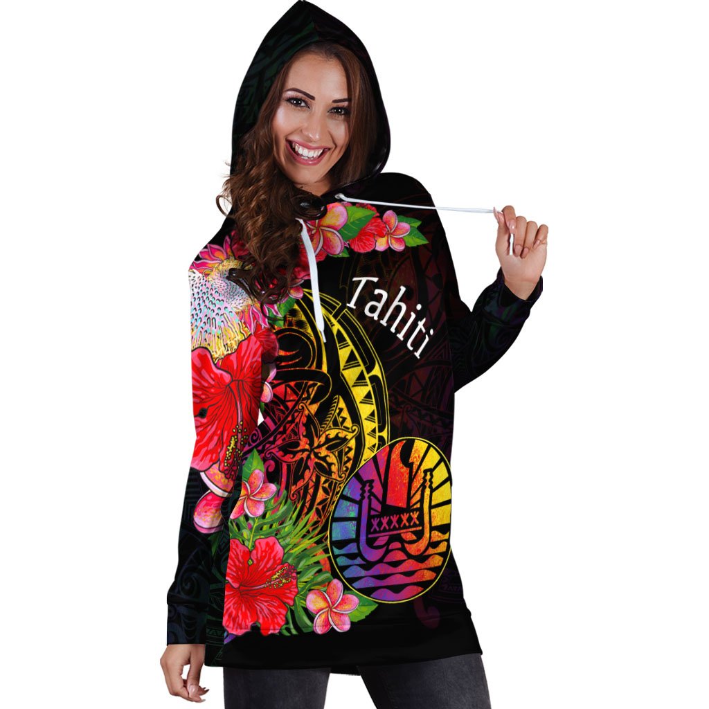 Tahiti Hoodie Dress - Tropical Hippie Style - Polynesian Pride