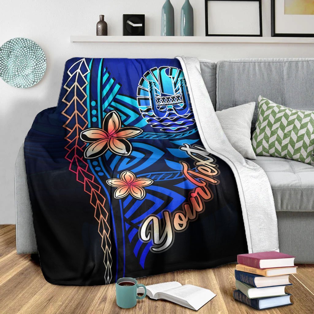 Tahiti Custom Personalised Premium Blanket - Vintage Tribal Mountain - Polynesian Pride