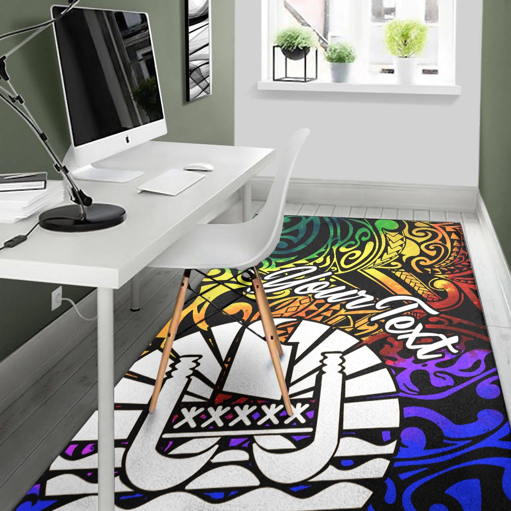 Tahiti Custom Personalised Area Rug - Rainbow Polynesian Pattern - Polynesian Pride