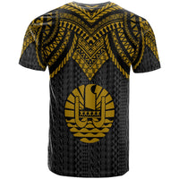 Tahiti Custom T Shirt Polynesian Armor Style Gold - Polynesian Pride