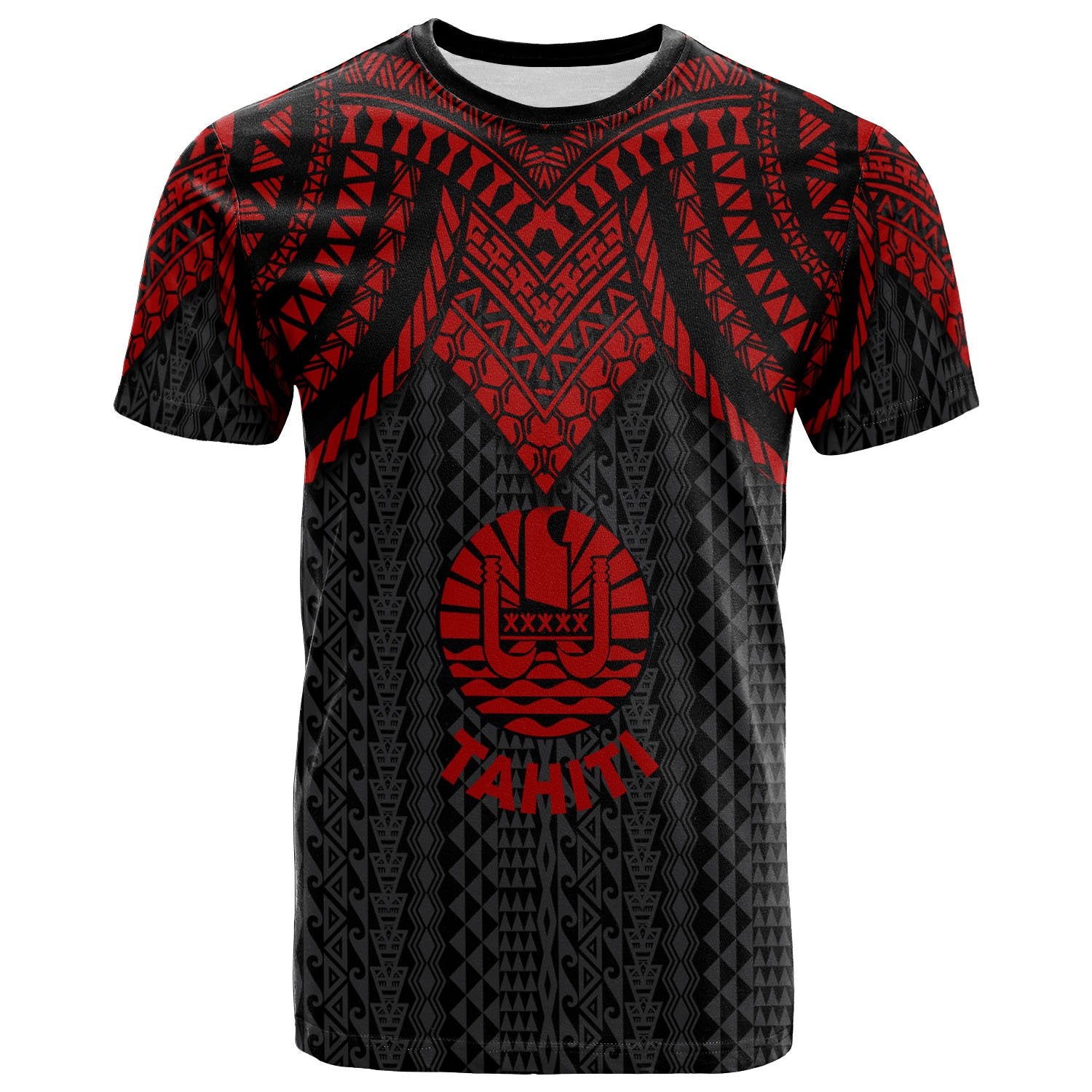 Tahiti T Shirt Polynesian Armor Style Red Unisex Red - Polynesian Pride