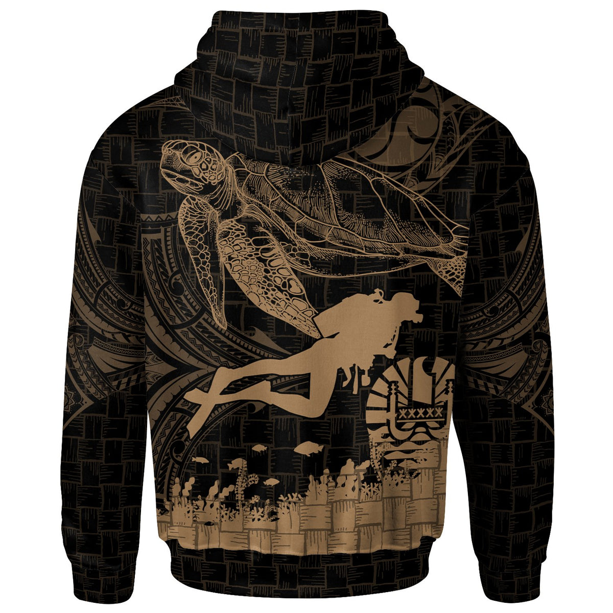 Tahiti Zip up Hoodie Scuba Diving With Turtle - Polynesian Pride