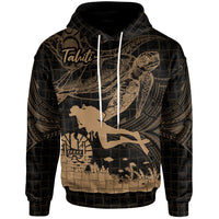 Tahiti Hoodie Scuba Diving With Turtle Unisex Gold - Polynesian Pride