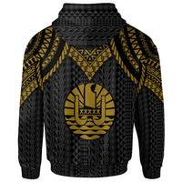 Tahiti Custom Zip up Hoodie Polynesian Armor Style Gold - Polynesian Pride