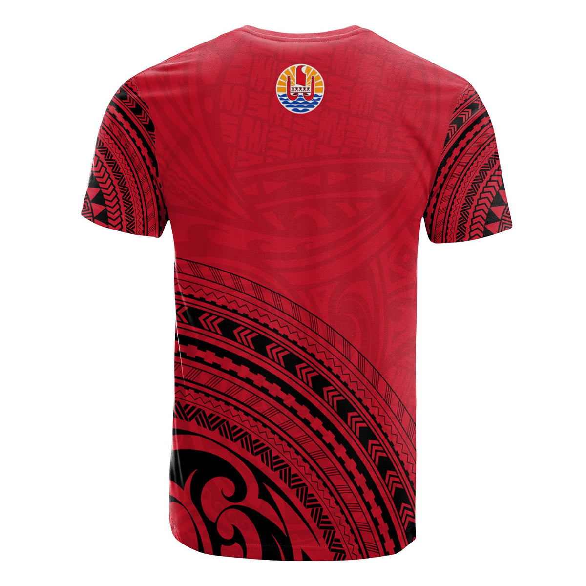 Tahiti All Over T Shirt Tahiti Flag Polynesian Tribal Red Version - Polynesian Pride