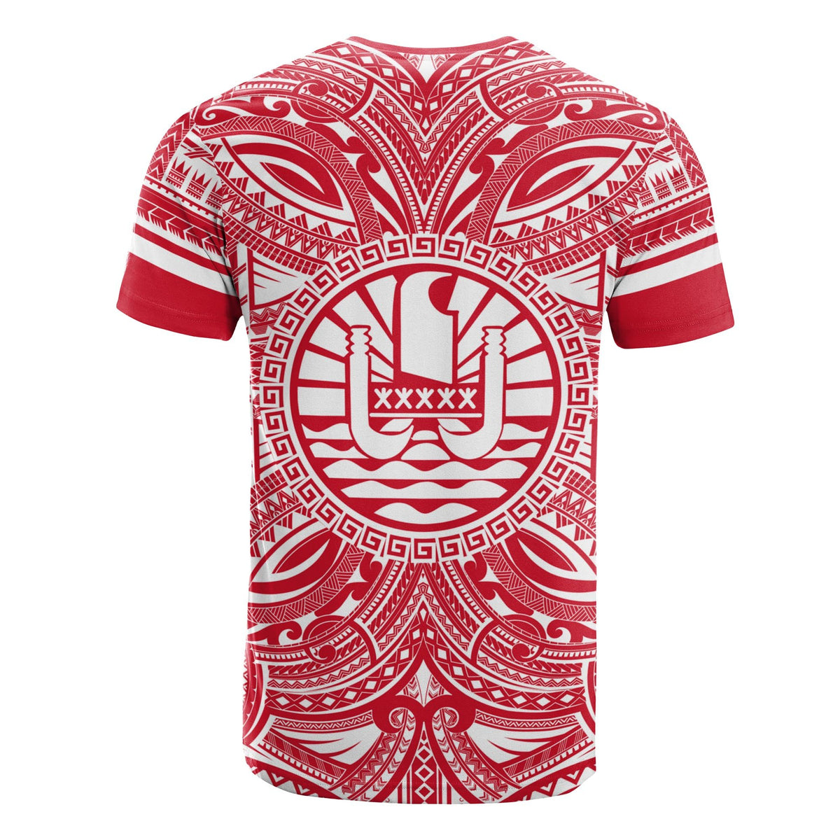 Tahiti T Shirt Tahiti Coat of Arms Polynesian Flag Color - Polynesian Pride