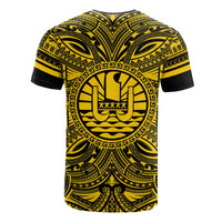 Tahiti T Shirt Tahiti Coat of Arms Polynesian Gold Black - Polynesian Pride