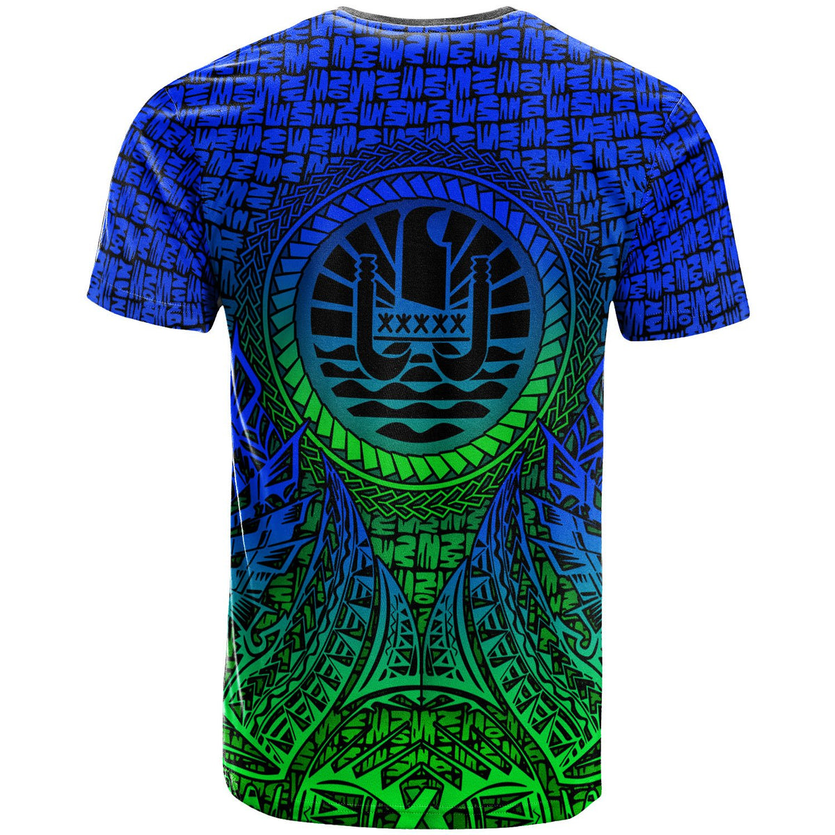 Tahiti T Shirt Circle Pattern Blue - Polynesian Pride
