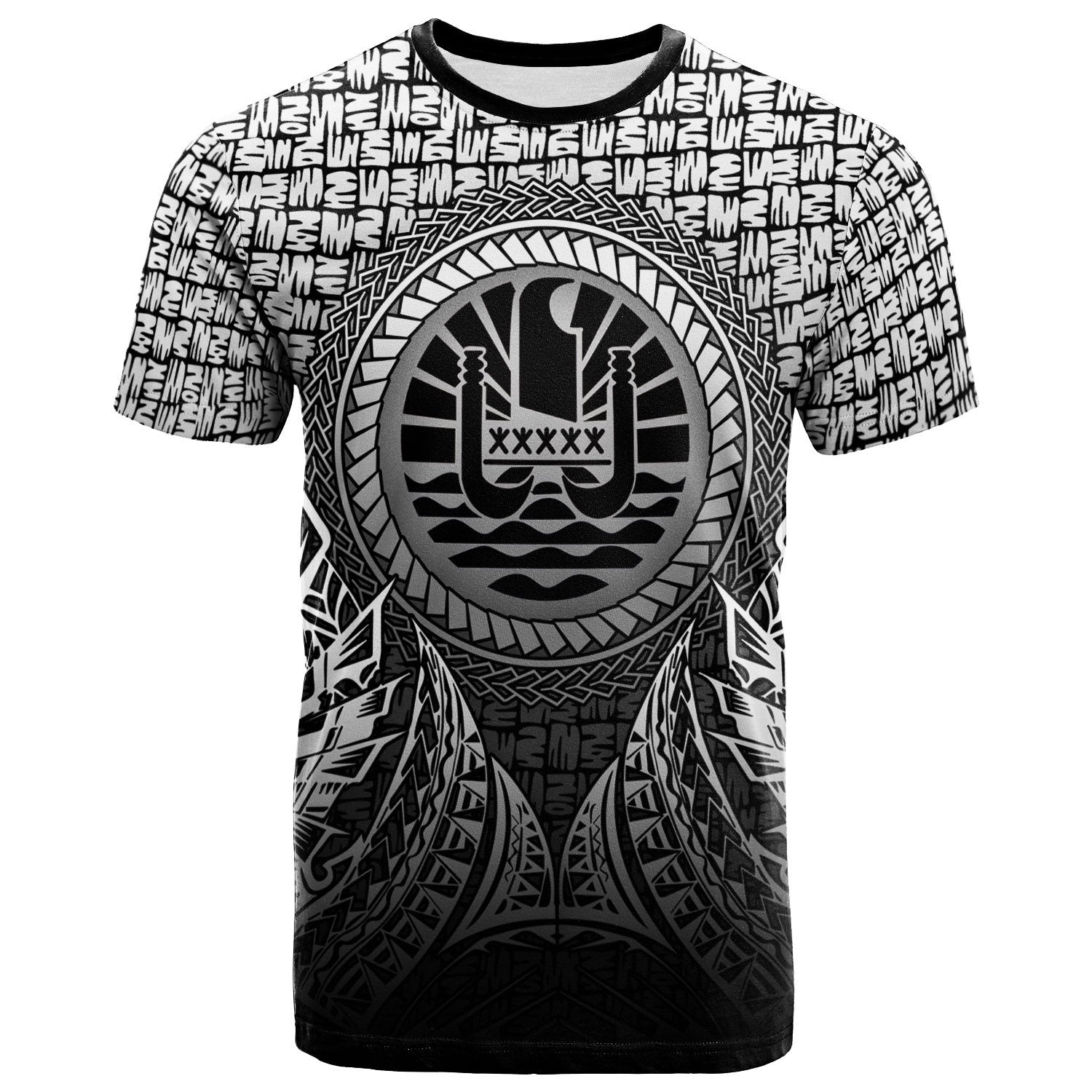 Tahiti T Shirt Circle Pattern Black Unisex Black - Polynesian Pride