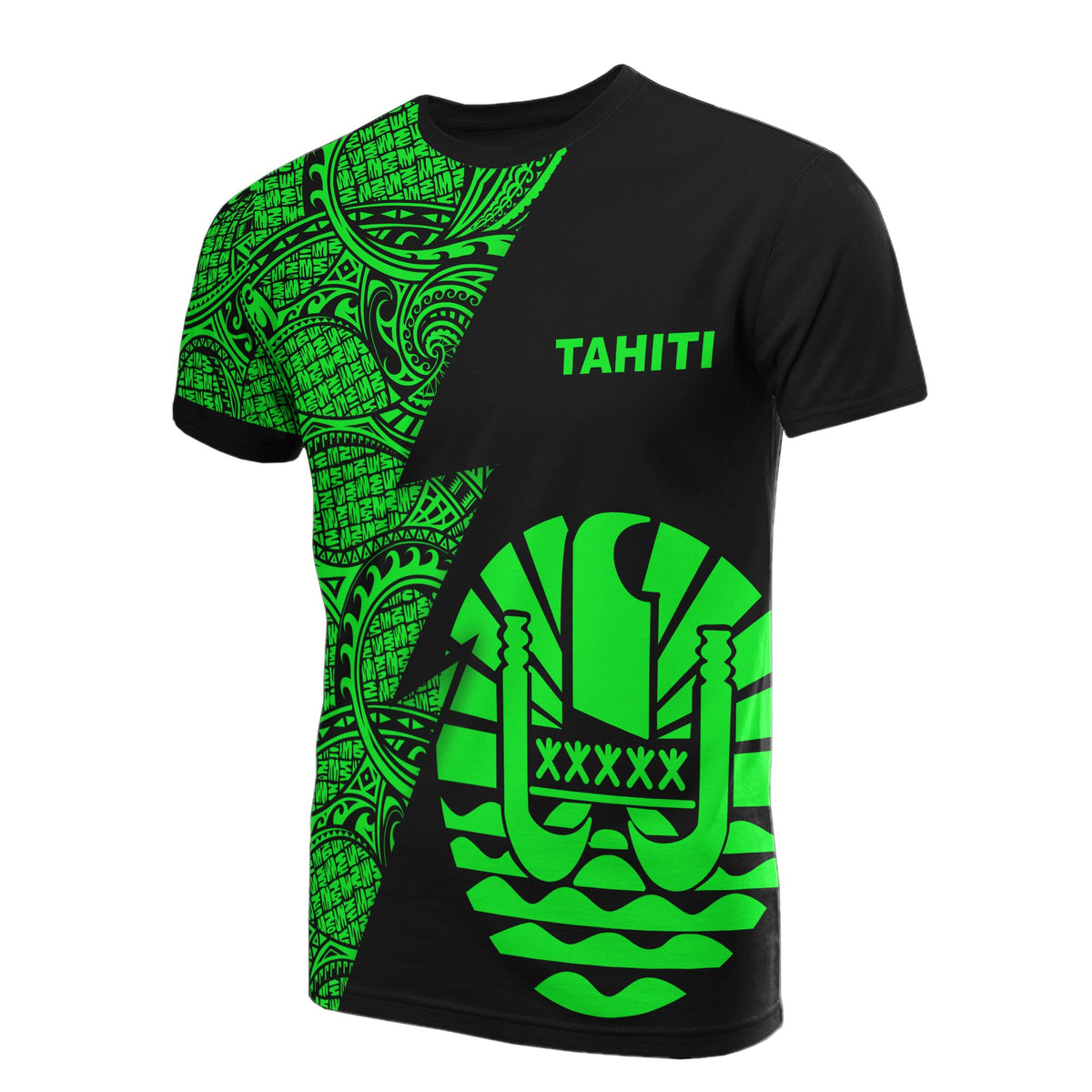 Tahiti T Shirt Polynesian Patter Green Flash Style Unisex Green - Polynesian Pride