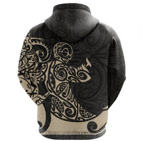 New Zealand Maori Tangaroa Tattoo Hoodie Tan - Polynesian Pride