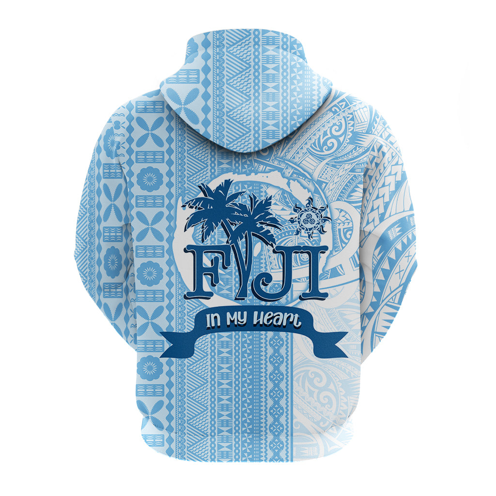Fiji Tapa Pattern with Hibiscus Zip up Hoodie Fiji In My Heart LT7 - Polynesian Pride