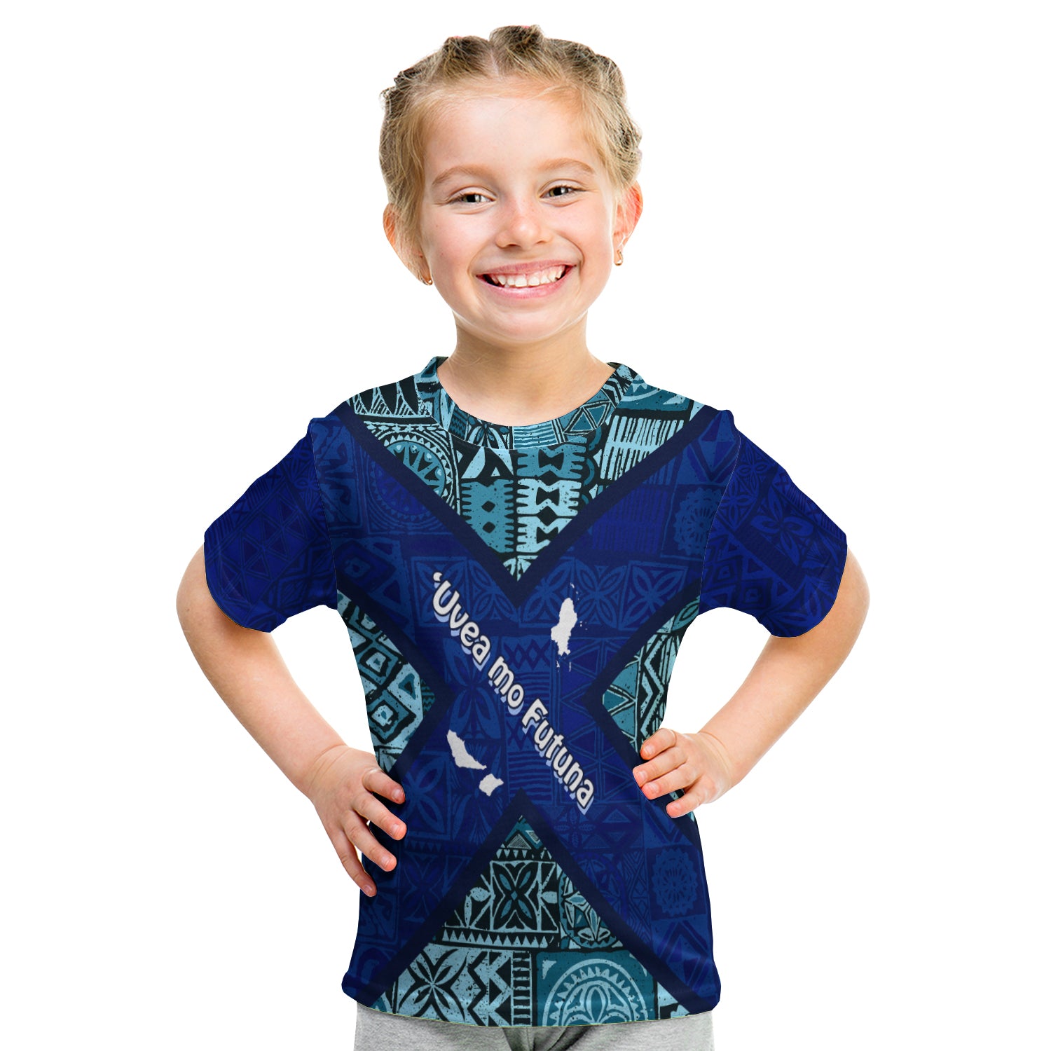 Uvea Mo Futuna Dolphin Tapa Tribal Pattern Kid T Shirt LT7 - Polynesian Pride