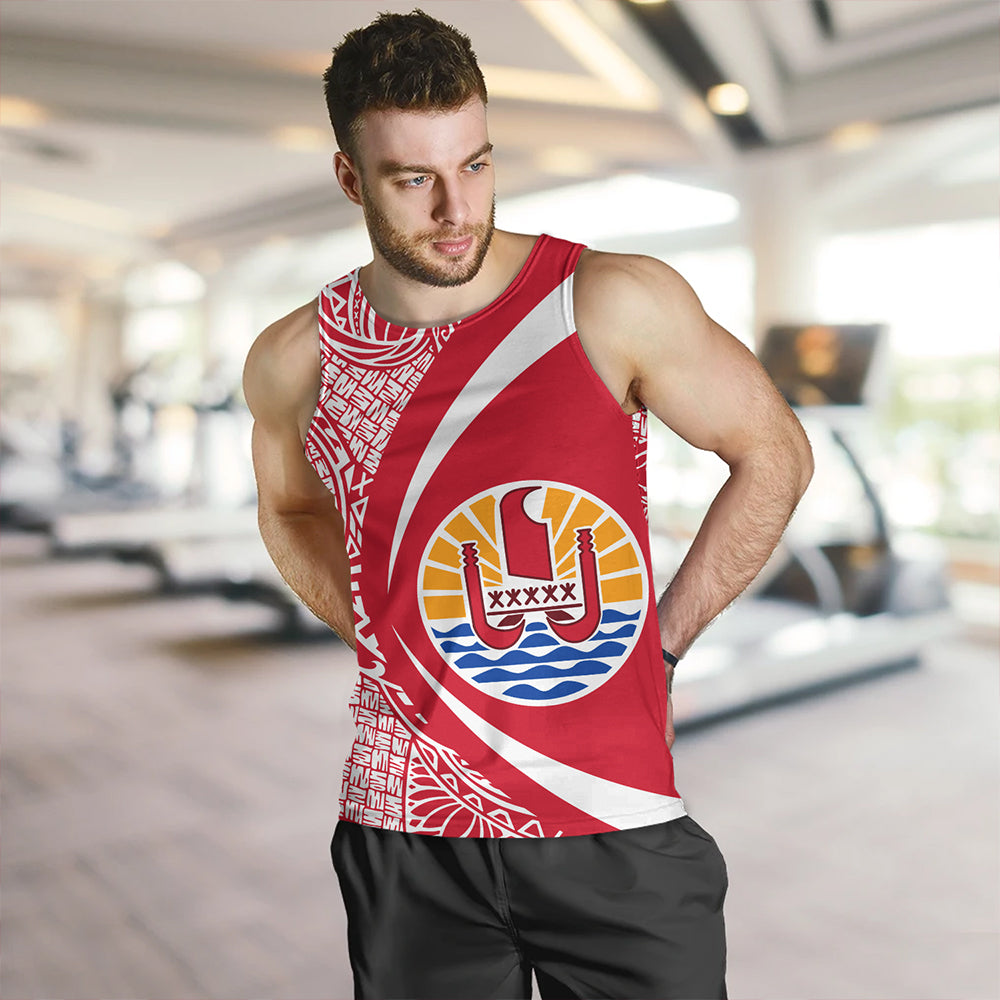 French Polynesia Tank Top Coat Of Arm Lauhala Circle - Polynesian Pride
