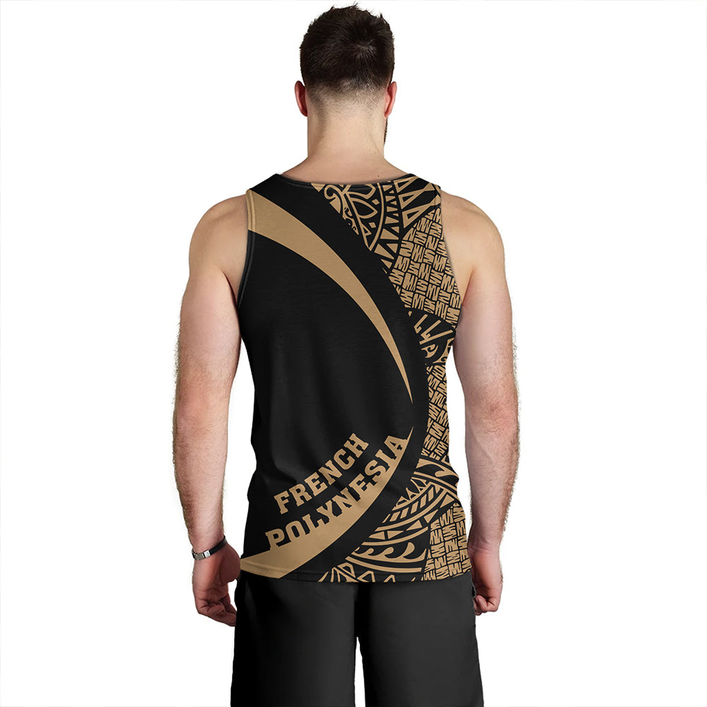 French Polynesia Tank Top Coat Of Arm Lauhala Gold Circle - Polynesian Pride
