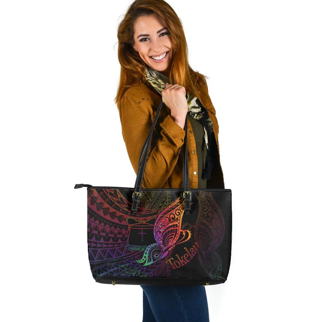 Tokelau Leather Tote - Butterfly Polynesian Style - Polynesian Pride