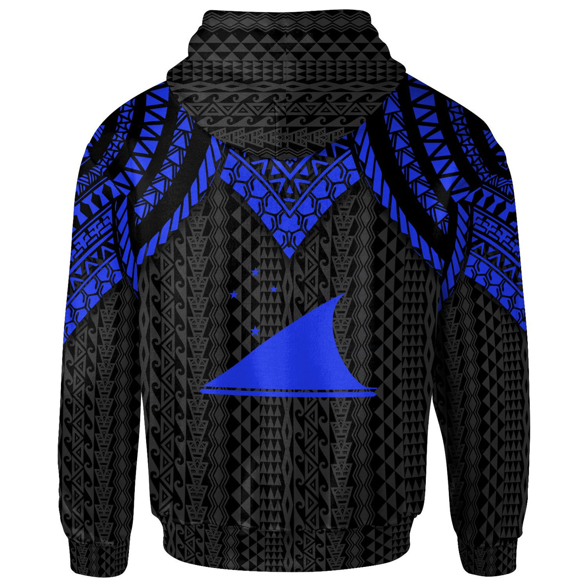 Tokelau Zip up Hoodie Polynesian Armor Style Blue - Polynesian Pride