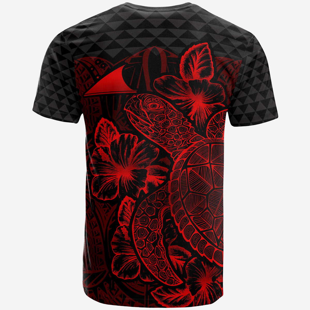 Tokelau T Shirt Tokelauan Flag Turtle Hibiscus Red - Polynesian Pride