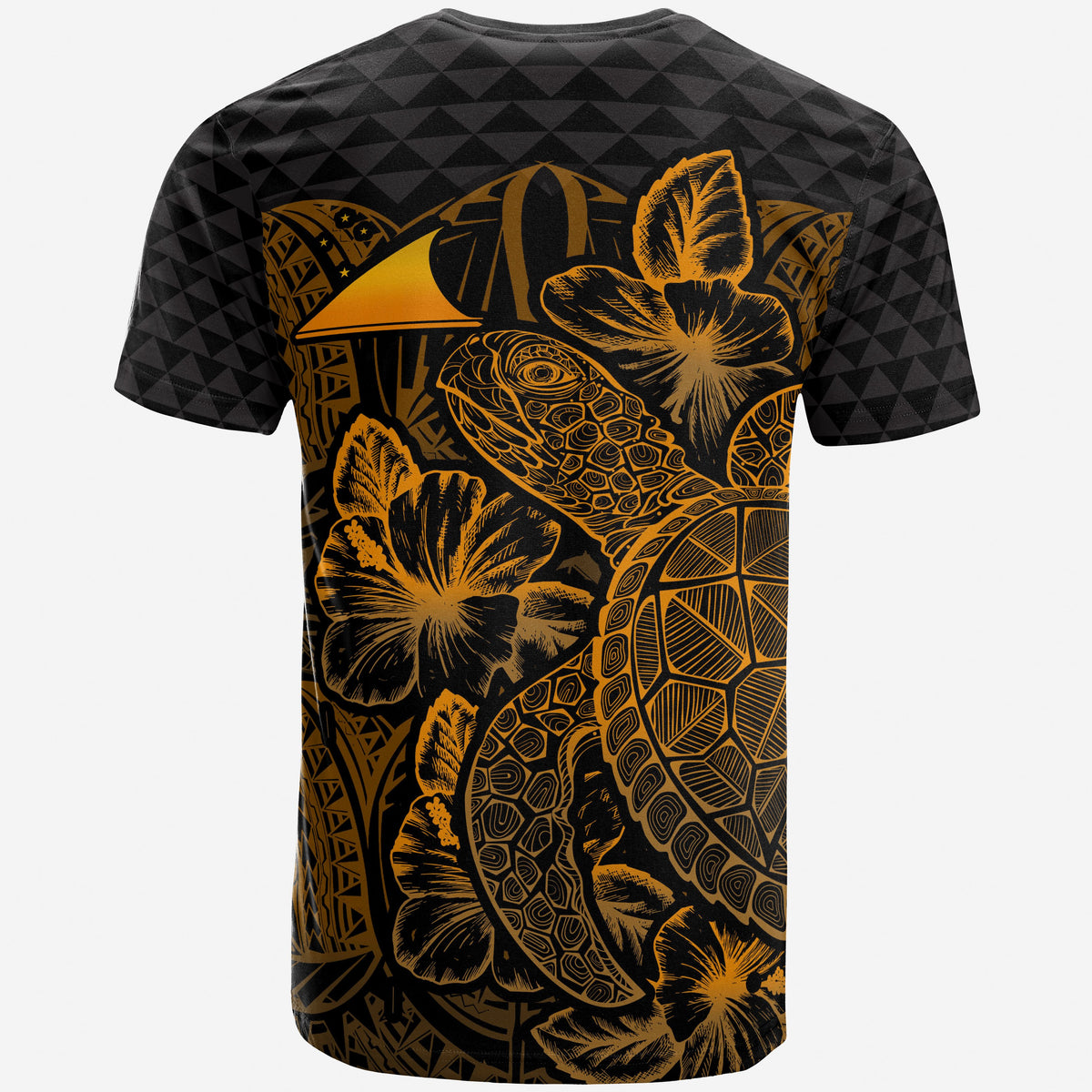 Tokelau T Shirt Tokelauan Flag Turtle Hibiscus Gold - Polynesian Pride