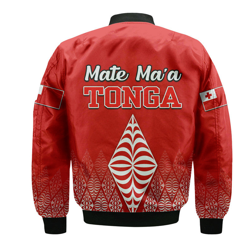 Mate Ma'a Tonga Rugby Bomber Jacket Tongan Kupesi Ngatu Style LT9 - Polynesian Pride