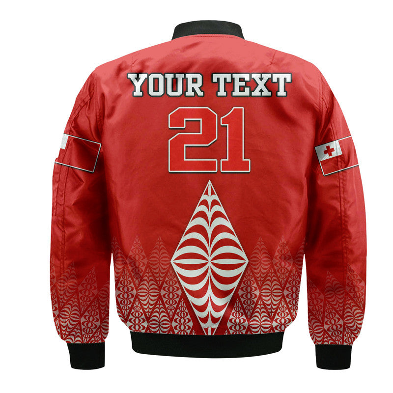 (Custom Personalised) Mate Ma'a Tonga Rugby Bomber Jacket Tongan Kupesi Ngatu Style LT9 - Polynesian Pride