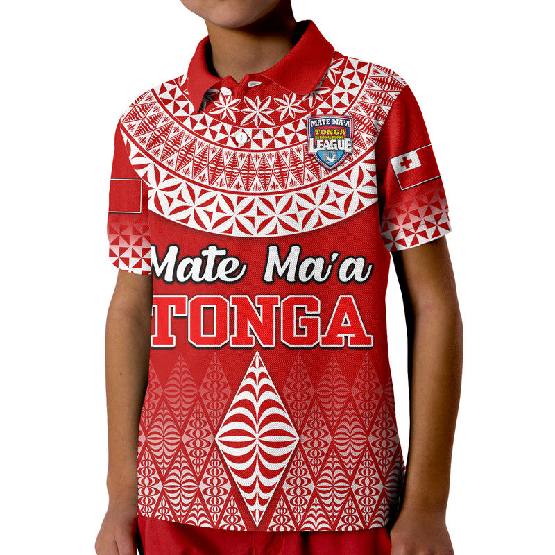 Mate Maa Tonga Rugby Polo Shirt - Tongan Kupesi Ngatu Style LT9 - Polynesian Pride