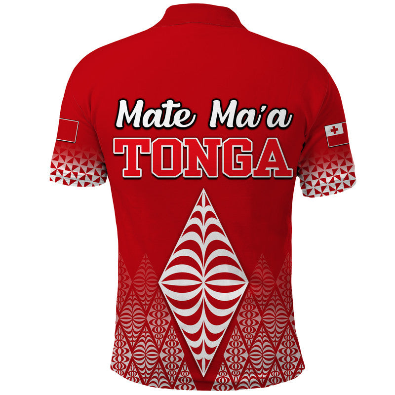 Mate Maa Tonga Rugby Polo Shirt - Tongan Kupesi Ngatu Style LT9 - Polynesian Pride