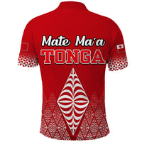 Mate Maa Tonga Rugby Polo Shirt - Tongan Kupesi Ngatu Style LT9 - Polynesian Pride
