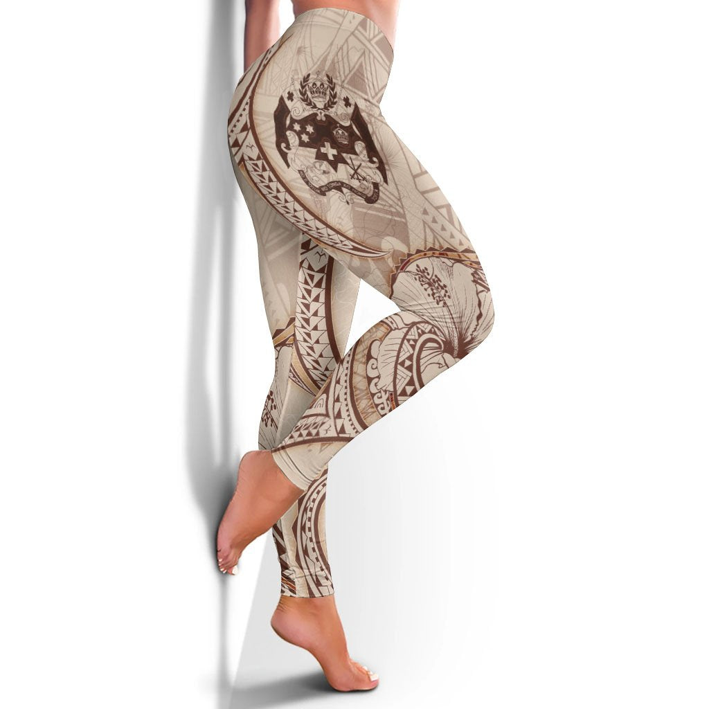 Tonga Leggings - Hibiscus Flowers Vintage Style - Polynesian Pride