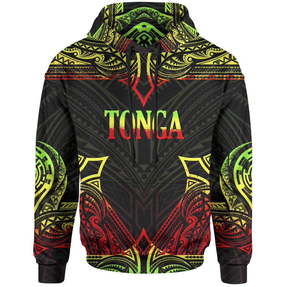 Tonga Hoodie Coat of rms With Patterns Reggae Color Unisex Black - Polynesian Pride