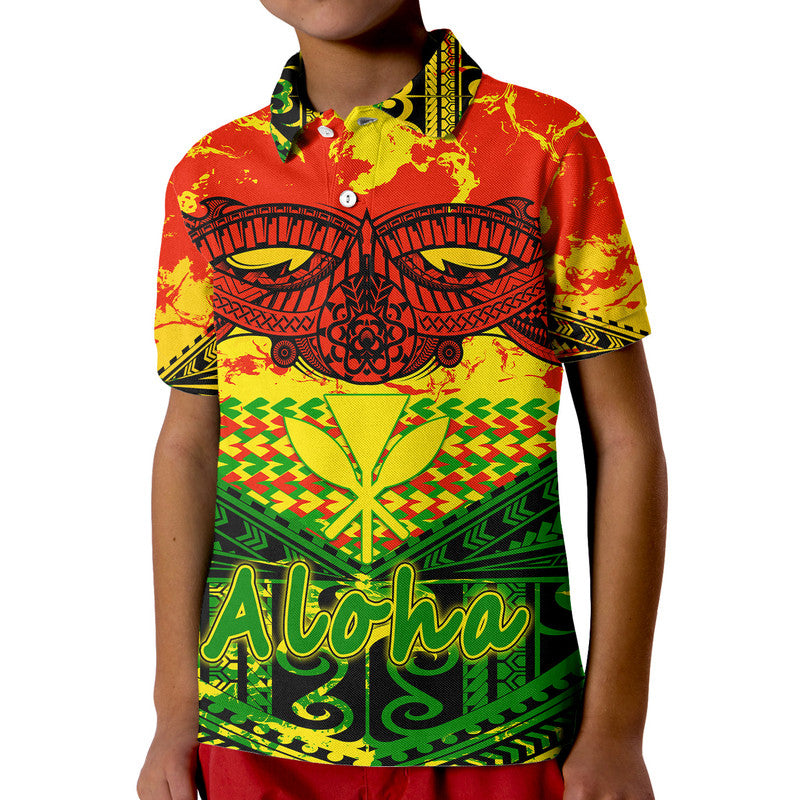 Hawaiian Tribal Kanaka Maoli Polo Shirt Reggae Polynesian Version LT9 Kid Reggae - Polynesian Pride