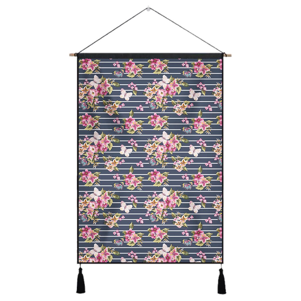 Tropical Butterfly Pink Hanging Poster - AH Hanging Poster 43 x 65 cm Cotton And Linen - Polynesian Pride