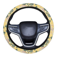 Tropical Flamingo Yellow Hawaii Universal Steering Wheel Cover with Elastic Edge One Size Yellow Steering Wheel Cover - Polynesian Pride