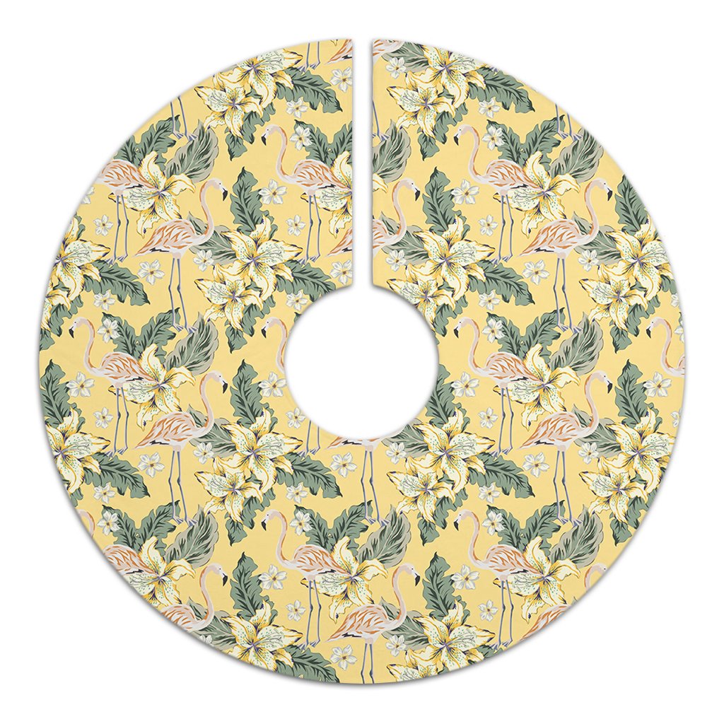 Tropical Flamingo Yellow Tree Skirt - Polynesian Pride