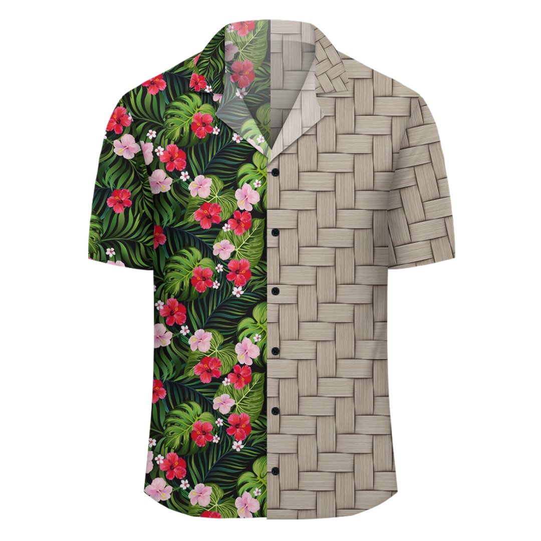 Tropical Flower Mix Lauhala Moiety Hawaiian Shirt - Polynesian Pride