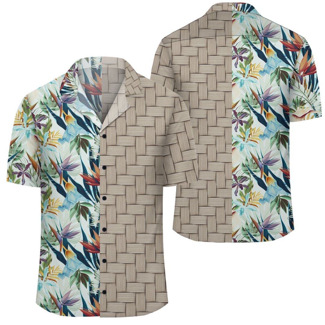 Tropical Flower Plant And Leaf Pattern Lauhala Moiety Hawaiian Shirt Unisex Art - Polynesian Pride