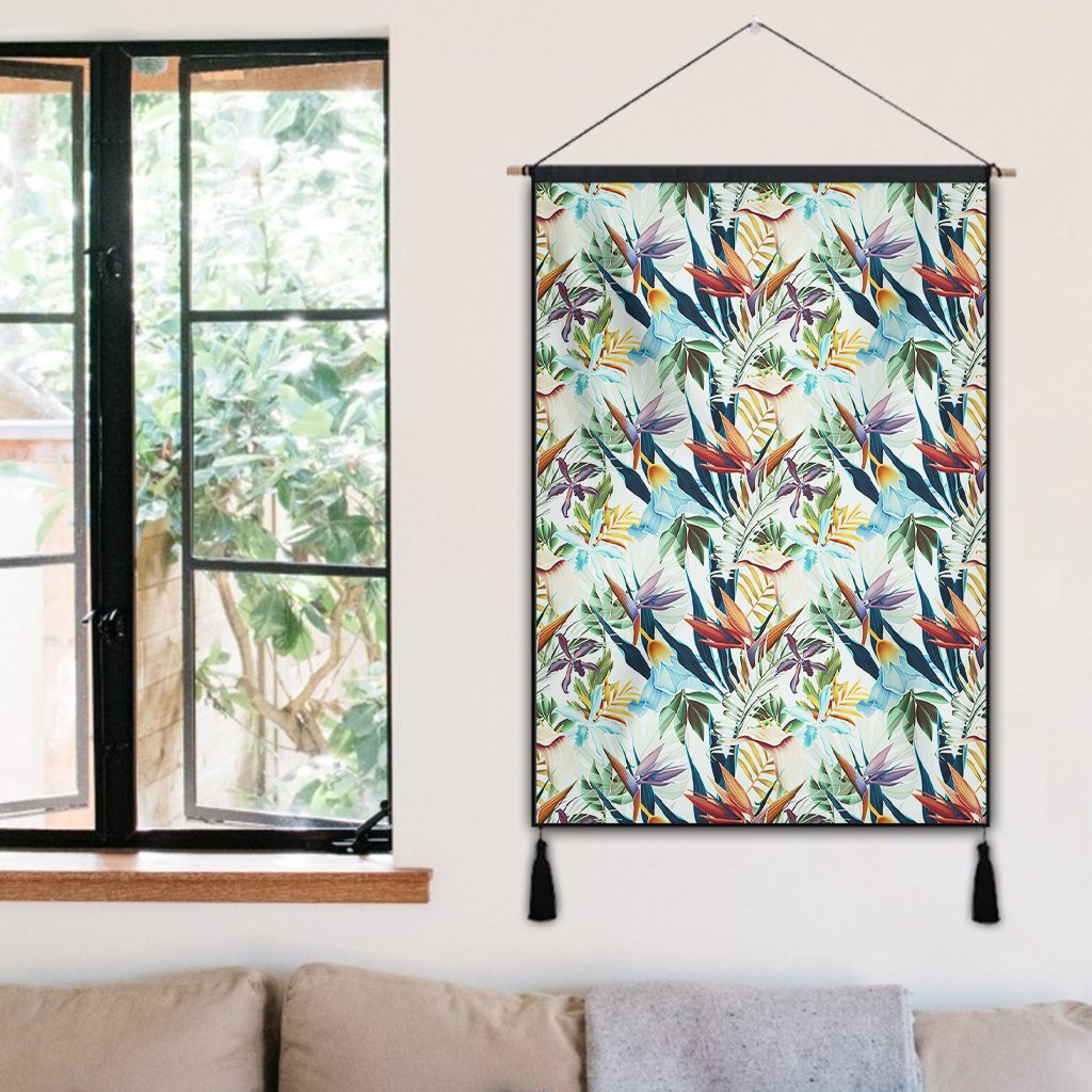 Tropical Flower, Plant And Leaf Pattern Hanging Poster - AH Hanging Poster 50 x 75 cm Cotton And Linen - Polynesian Pride