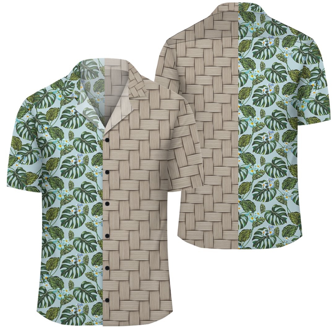 Tropical Flowers Monstera Leaf Lauhala Moiety Hawaiian Shirt Unisex Art - Polynesian Pride