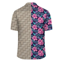 Tropical Flowers With Hummingbirds Palm Leaves Lauhala Moiety Hawaiian Shirt - Polynesian Pride