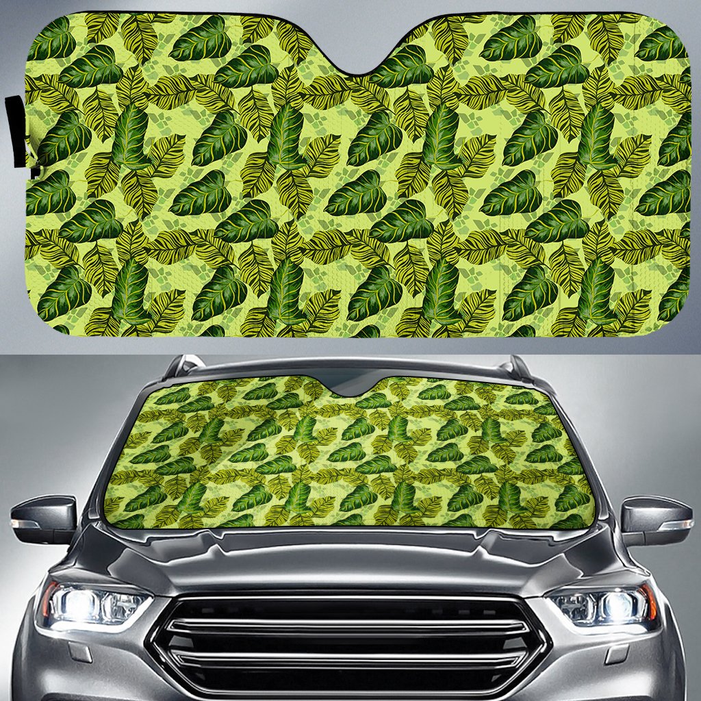 Tropical Green Hawaii Car Sun Shade Auto Sun Shade Universal Fit Green - Polynesian Pride